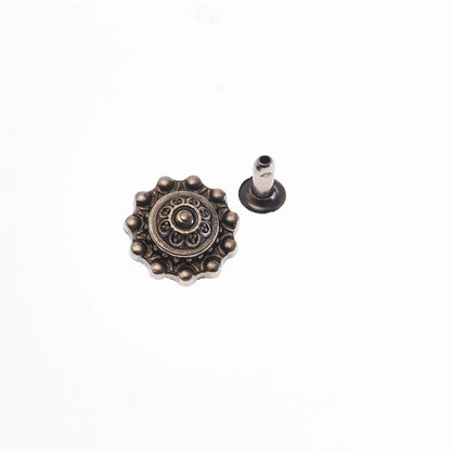 丸型 飾りカシメ 直径13mm 10組 合金製 バッグ用金具 MG0040