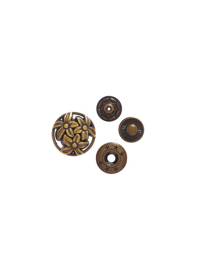 クラフト金具 飾り バネホック バネボタン カシメパーツ10個(組)入り 花 mg0011