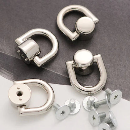 トチカン ネジ式 頭直径約10mm 4個入り ドロップ ハンドル　組ねじ　スクリュー リベット　スマホケース、ポーチやバッグの持ち手 接続金具に。ショルダーストラップの留め具に、手カンギボシドロップハンドル　バッグ留め 革細工 パーツ レザークラフト　ネジ検品作業済