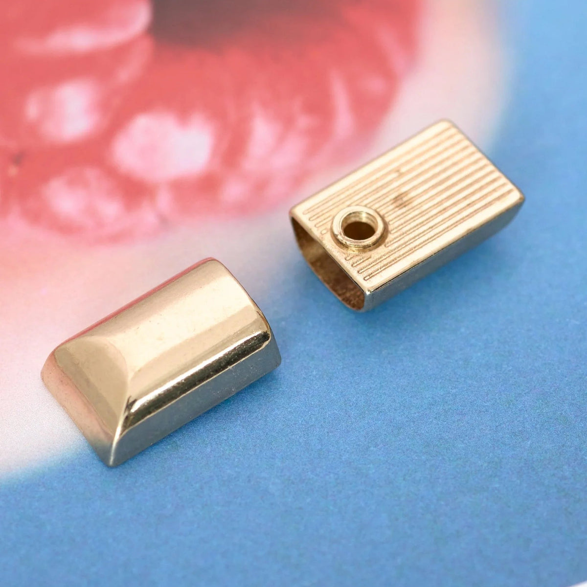 ファスナー エンドパーツ メタルキャップ 15×10×5mm 2組入 4色 MG0185