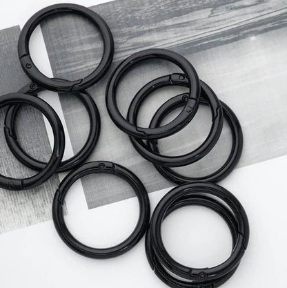 カラーカラビナ 丸型 直径約41mm 5個入り mg0215-41マットブラック アウトドア キャンプ 釣り 登山 キーホルダー おしゃれ 財布 ケース アルミ カラビナ キーホルダーリング ダルマ 防災 グッズ　部品 ハンドメイド 接続金具 アクセサリーパーツ