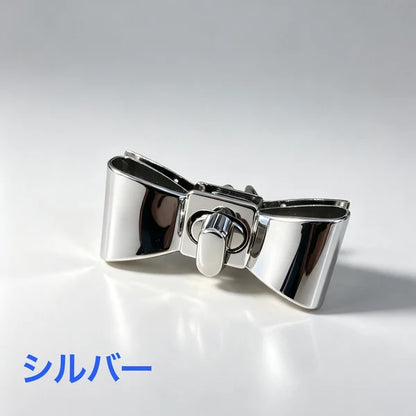 リボン型バッグ金具 留め具 55mm メタルパーツ 4色 ハンドメイド DIYmg1155