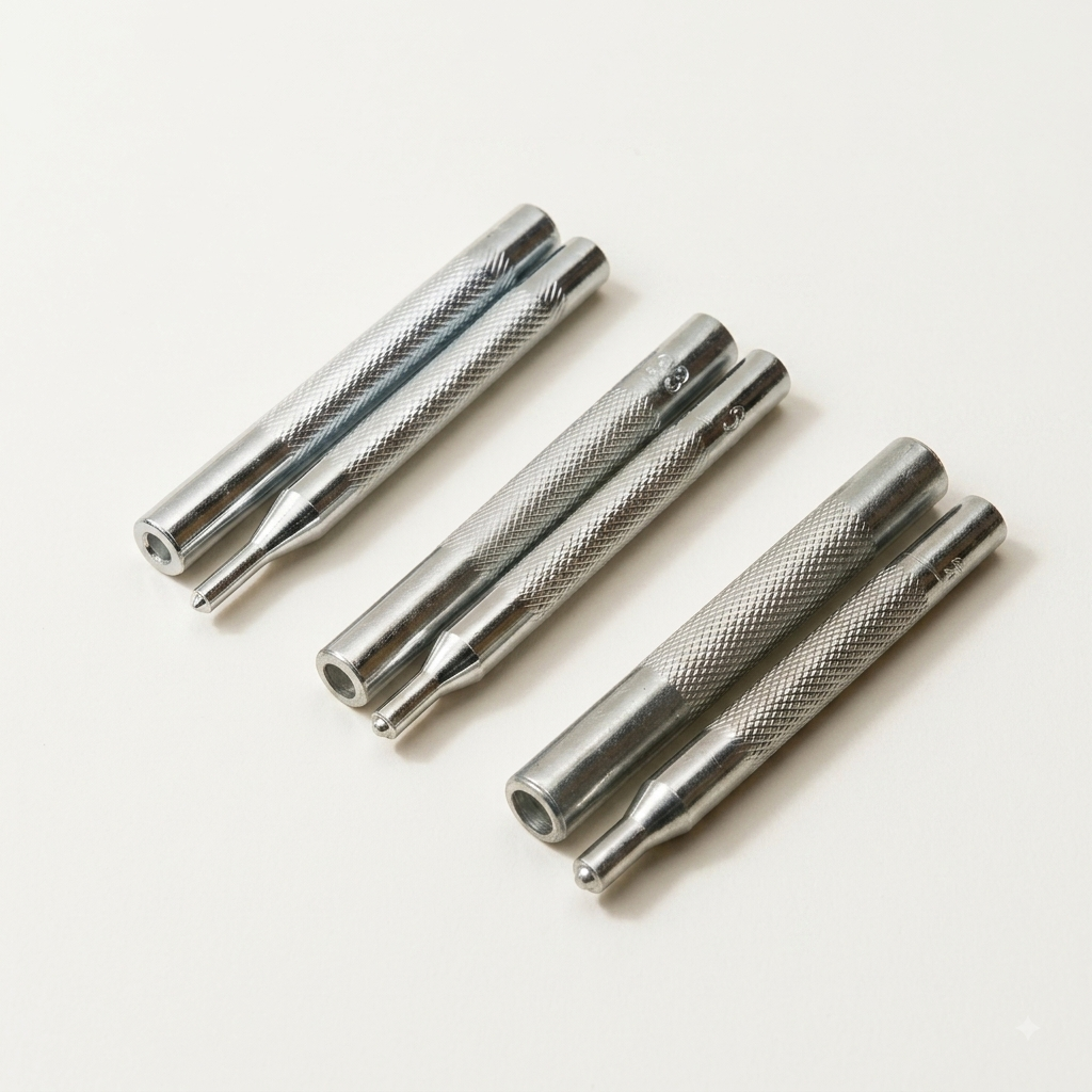 飾りバネホック用打ち棒 凸凹セット 2本入り 全サイズ対応 レザークラフト工具 mg0015